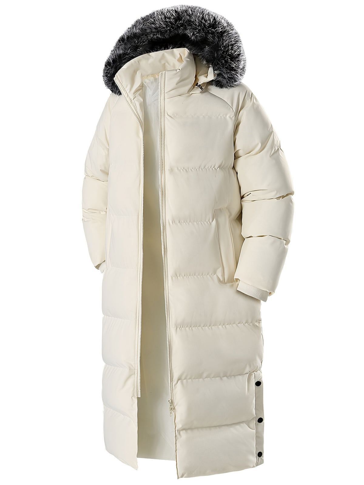 Manteau matelassé long pour homme, à capuche