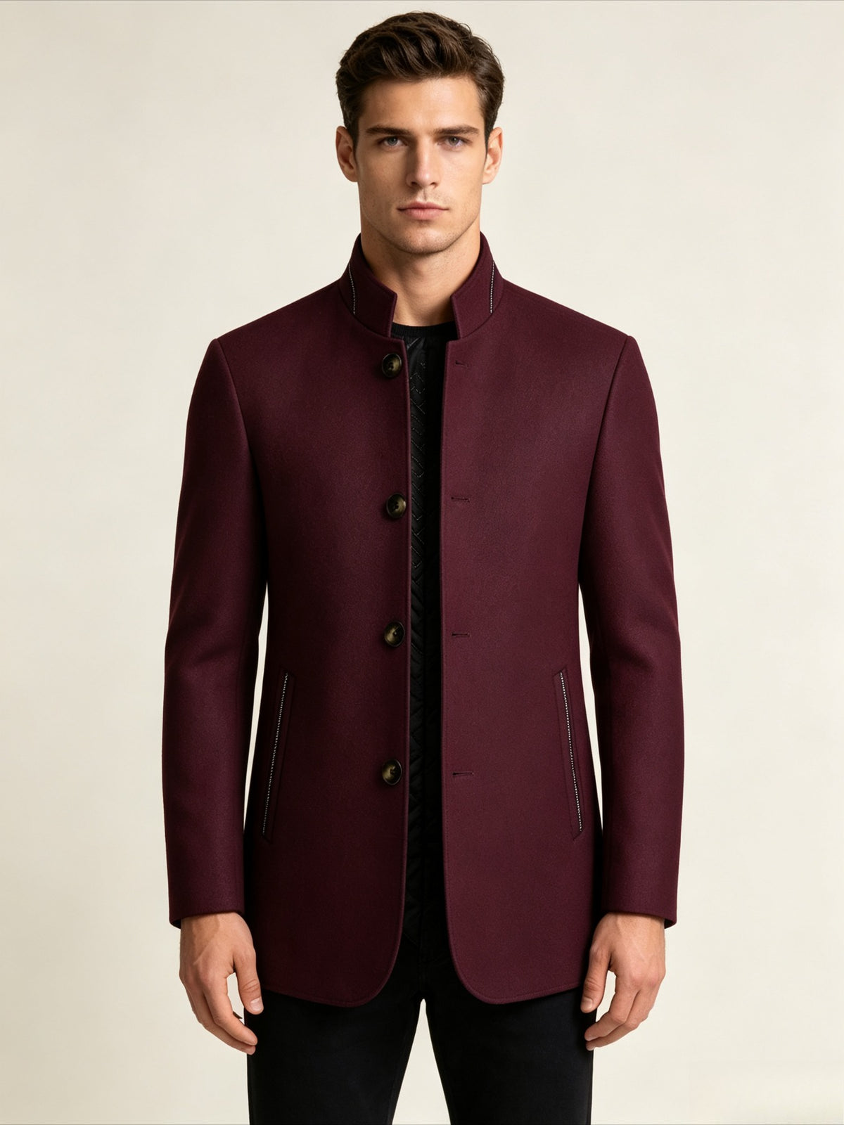 Veste en laine pour homme, 30 % laine, coupe-vent