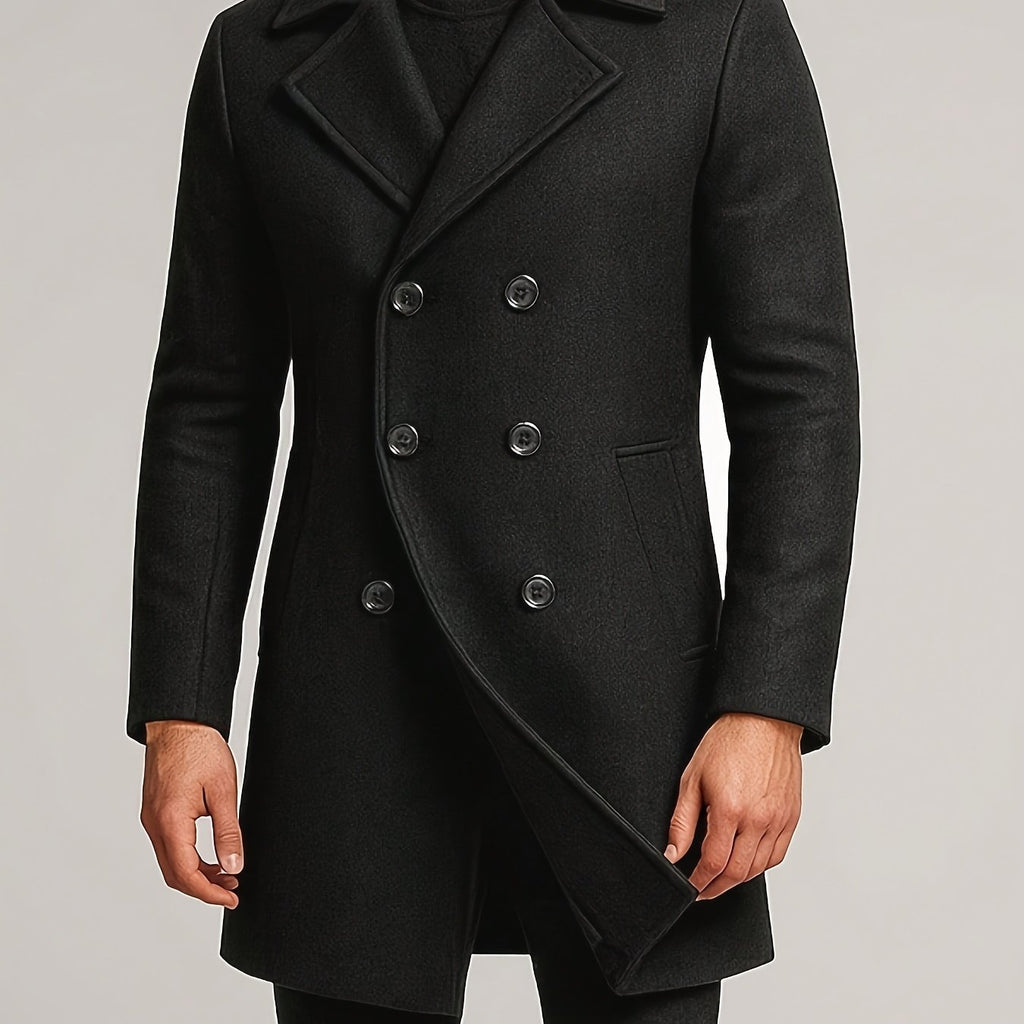 Trench mi-long, à revers, brun, coloris noir