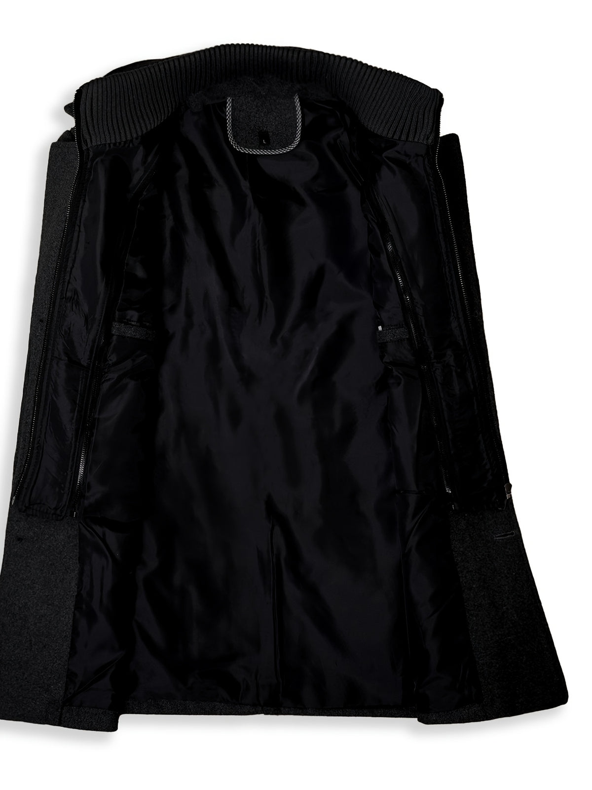 Manteau mi-long en laine pour homme, double col, fermeture éclair