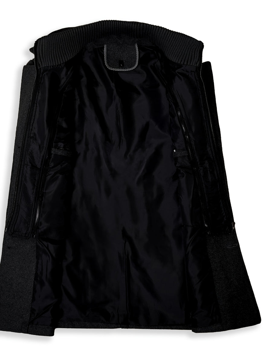 Manteau mi-long en laine, double col, fermeture éclair, photo 21