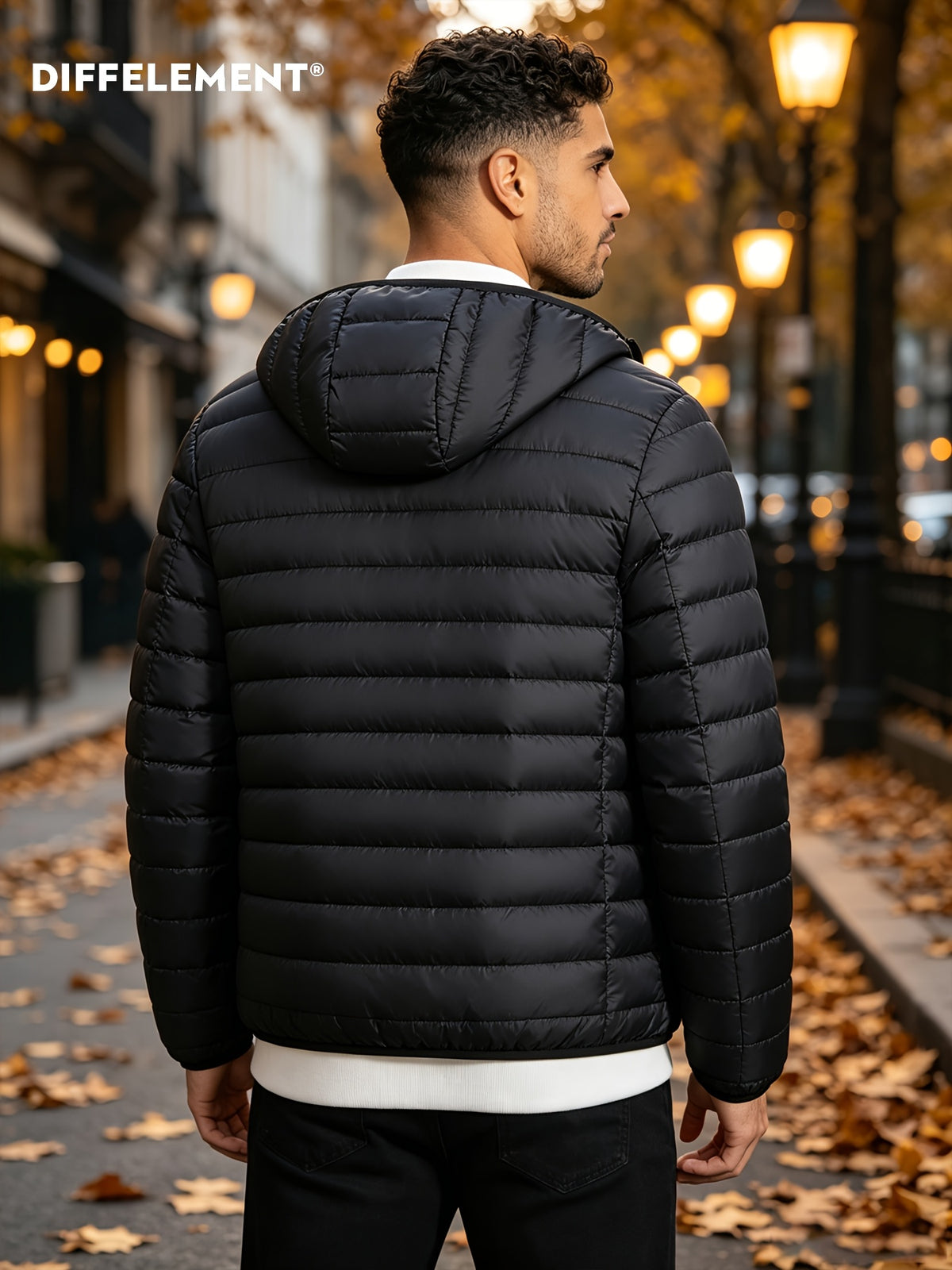 Veste pour homme, coupe-vent, à capuche, noir