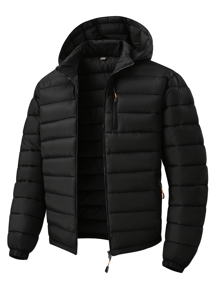 Manteau matelassé, coupe-vent, à capuche, bleu marine, photo 5