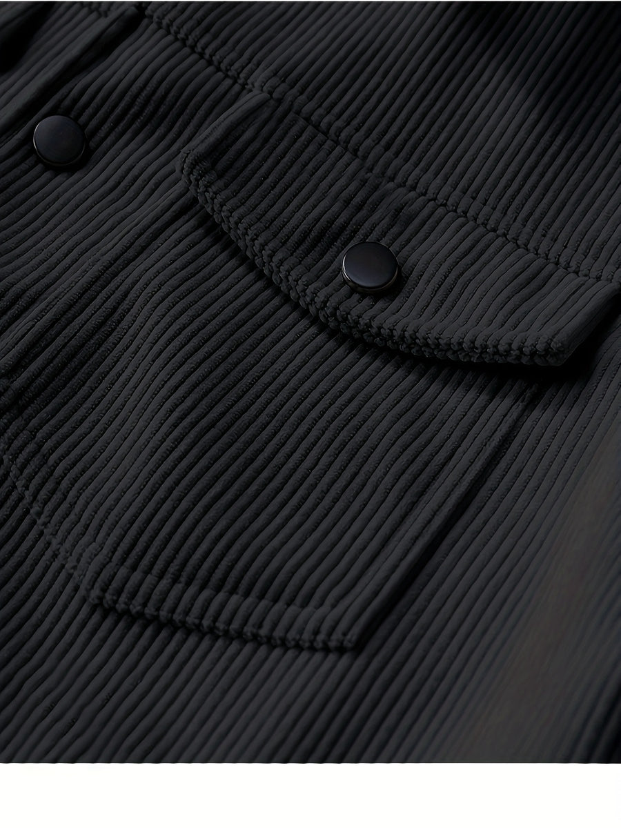 Veste, velours côtelé, à revers, noir, détail du vêtement