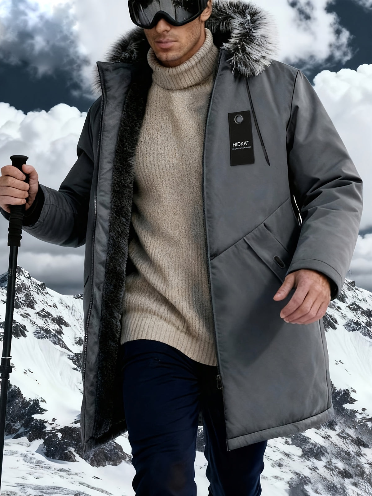 Manteau matelassé pour homme, à capuche, gris