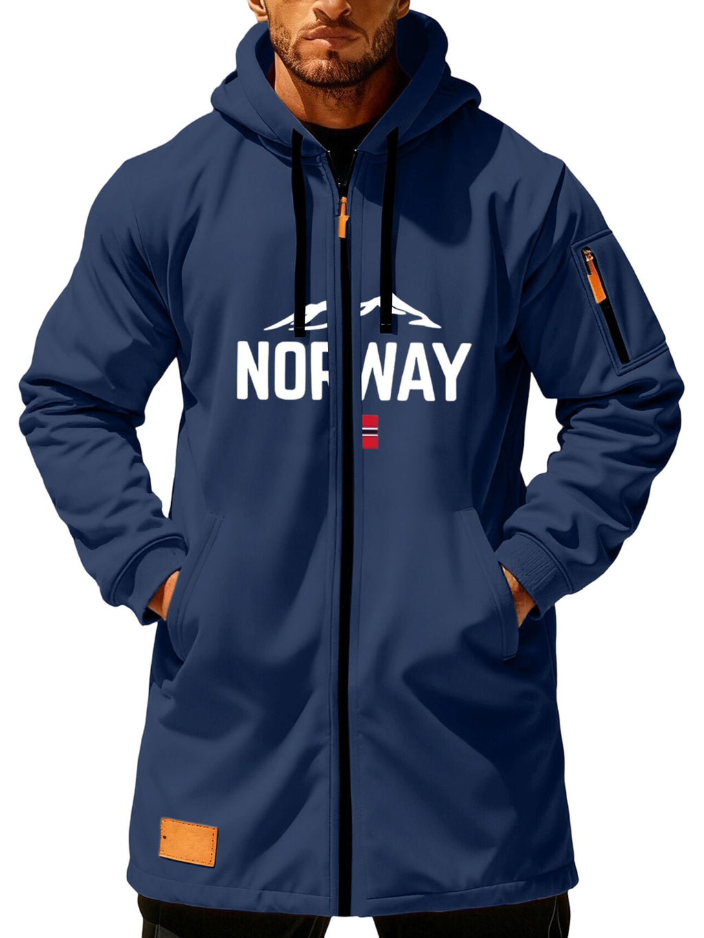 Trench pour homme, à capuche, bleu marine