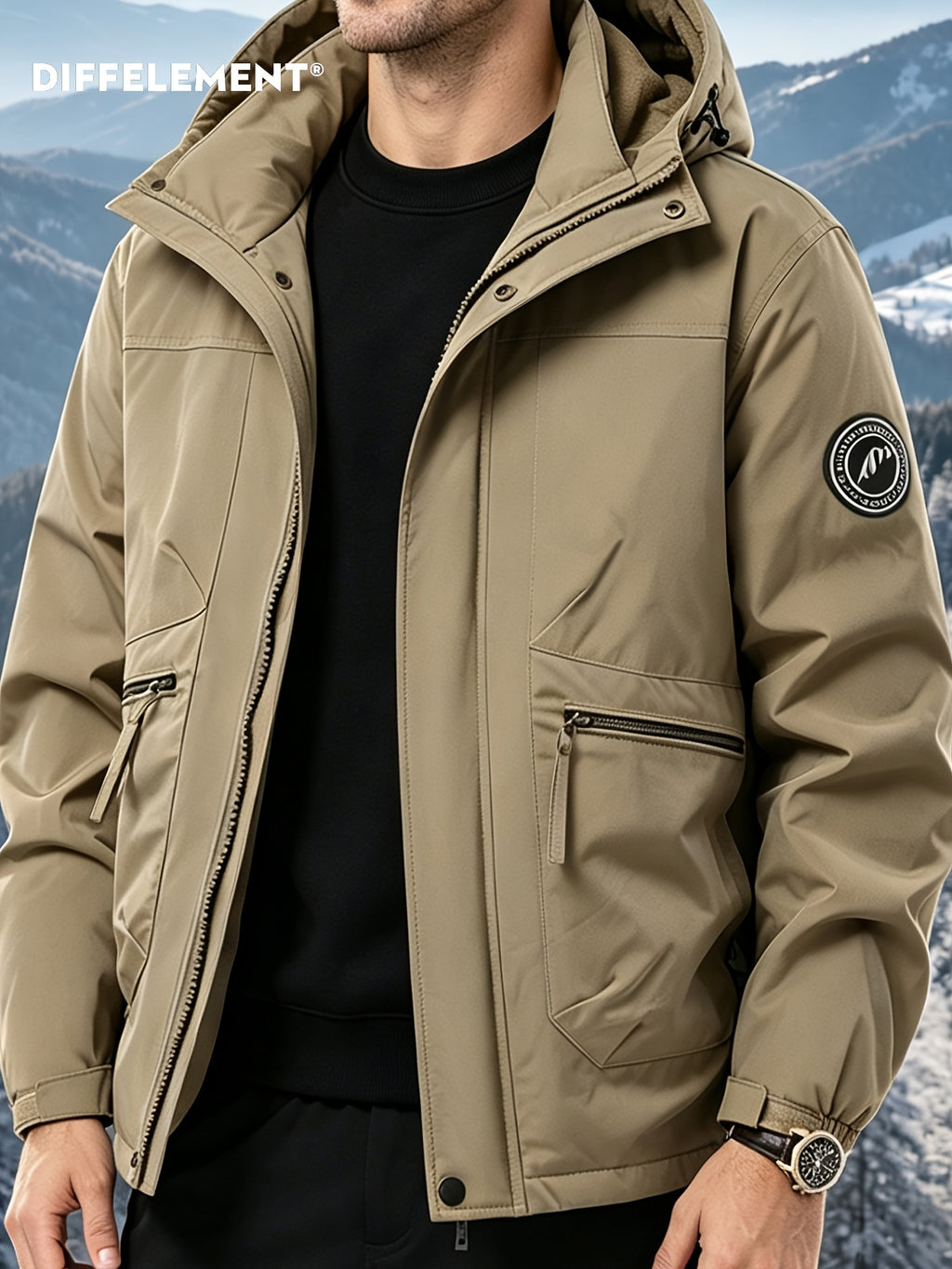 Manteau matelassé pour homme, coupe-vent, à capuche, noir