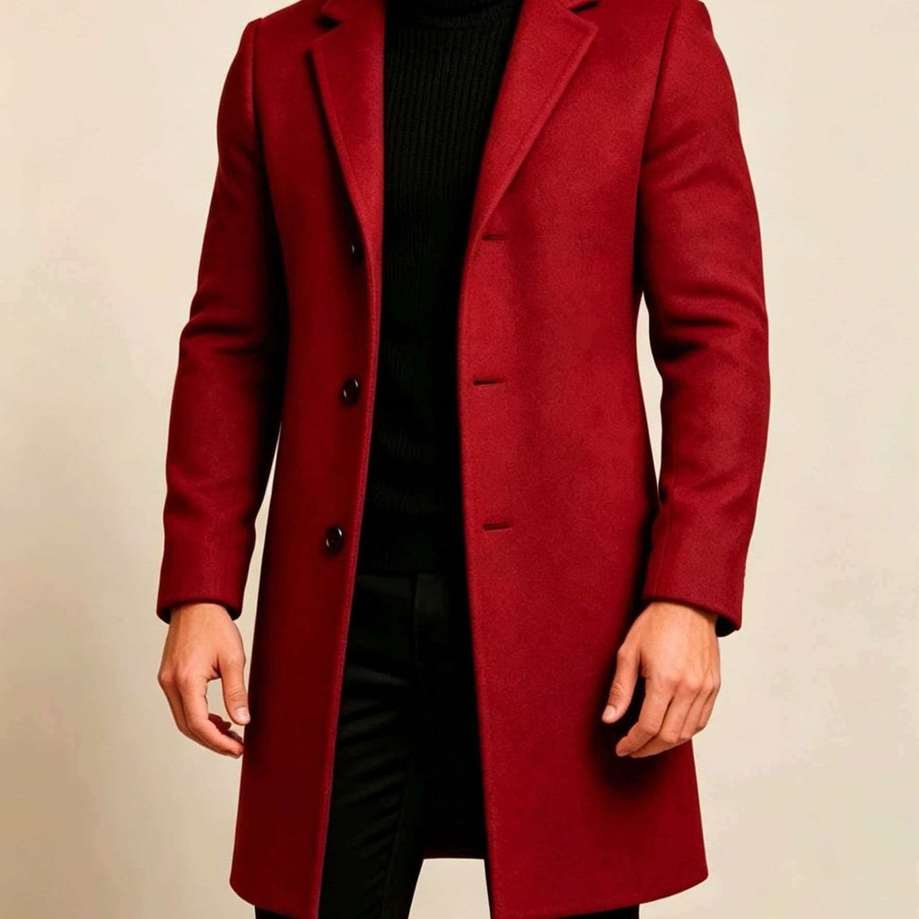 Trench, à revers, légèrement extensible, coloris rouge foncé-a
