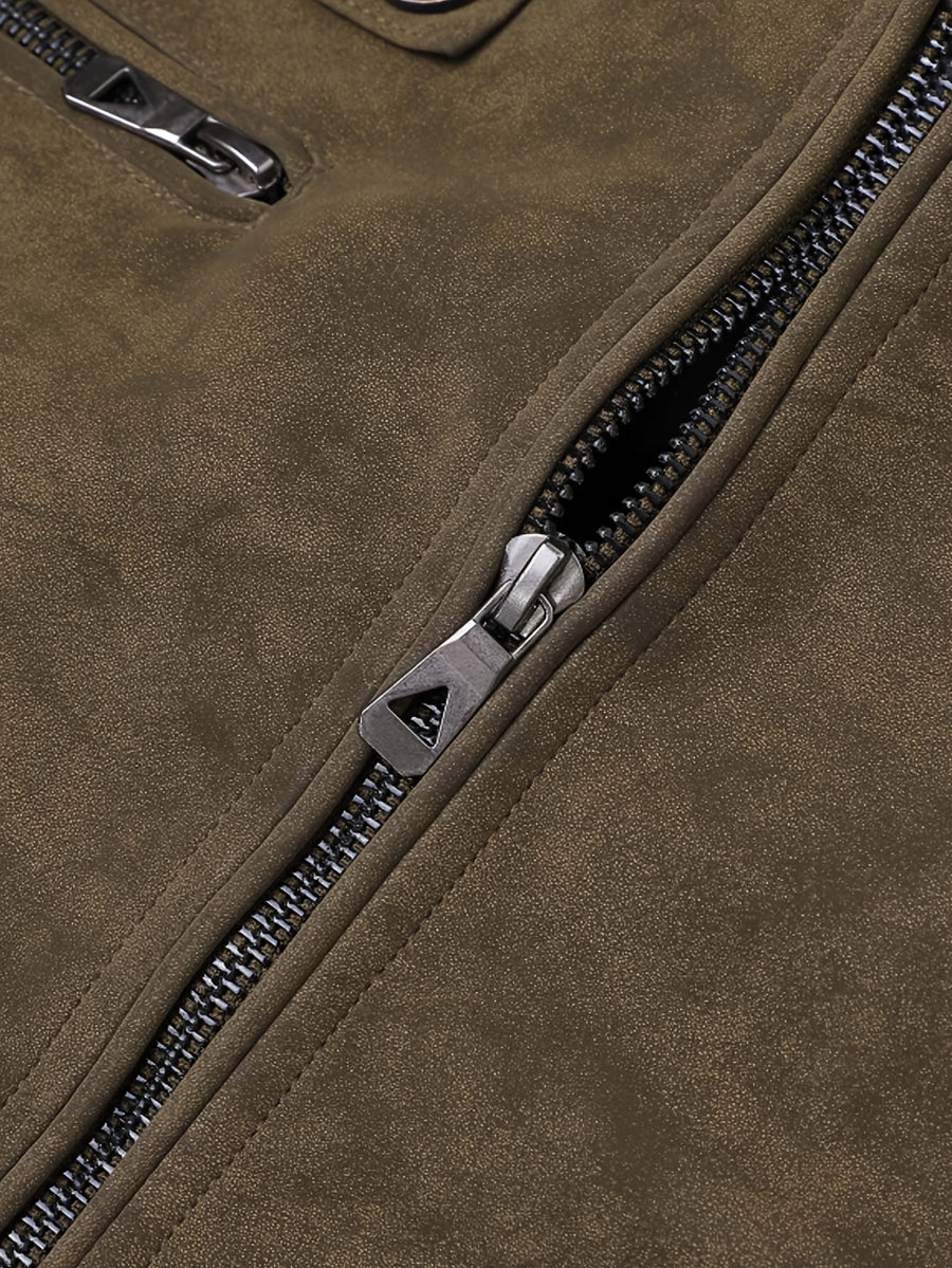 Veste, à col montant, brun, détail du vêtement