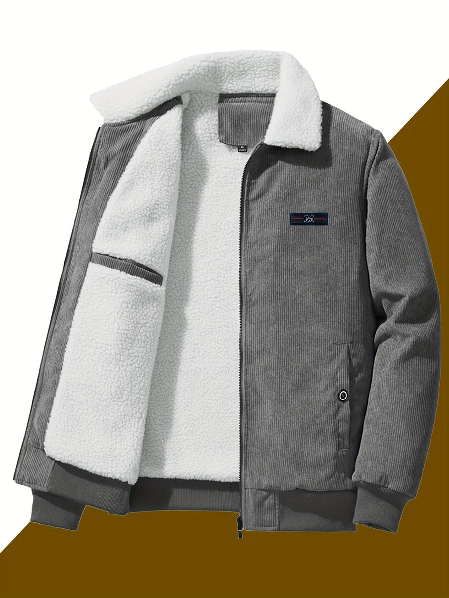 Veste, velours côtelé, à revers, gris, photo 9