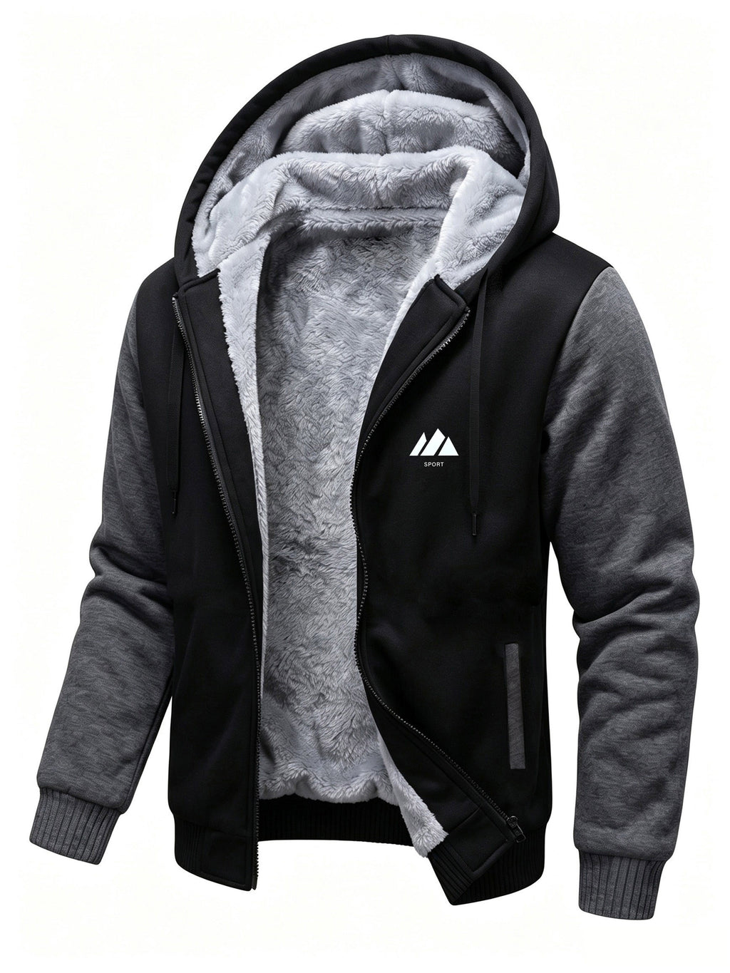 Veste en fausse fourrure long pour homme, polaire, à capuche