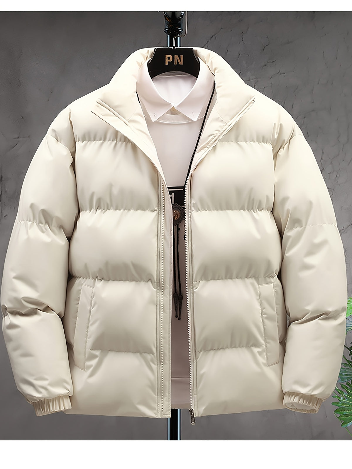 Veste pour homme, à col montant, noir