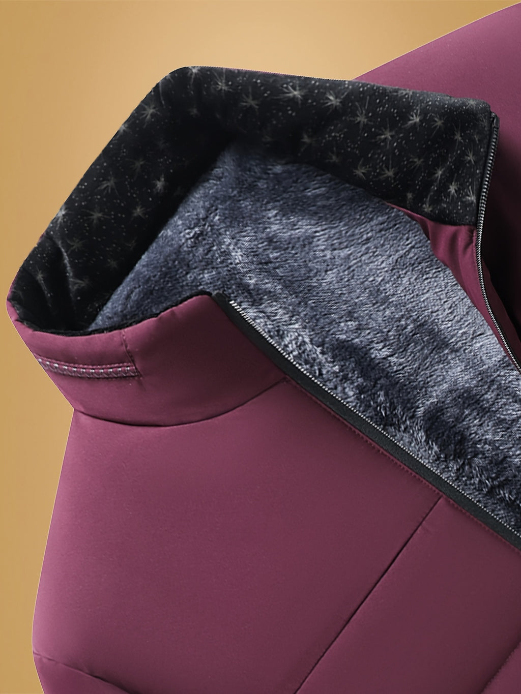 Manteau pour homme, à col montant, noir