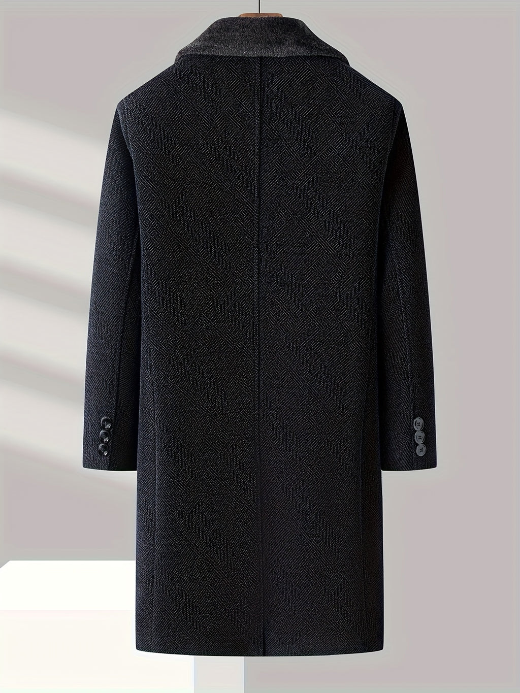 Manteau long pour homme, polaire, à revers