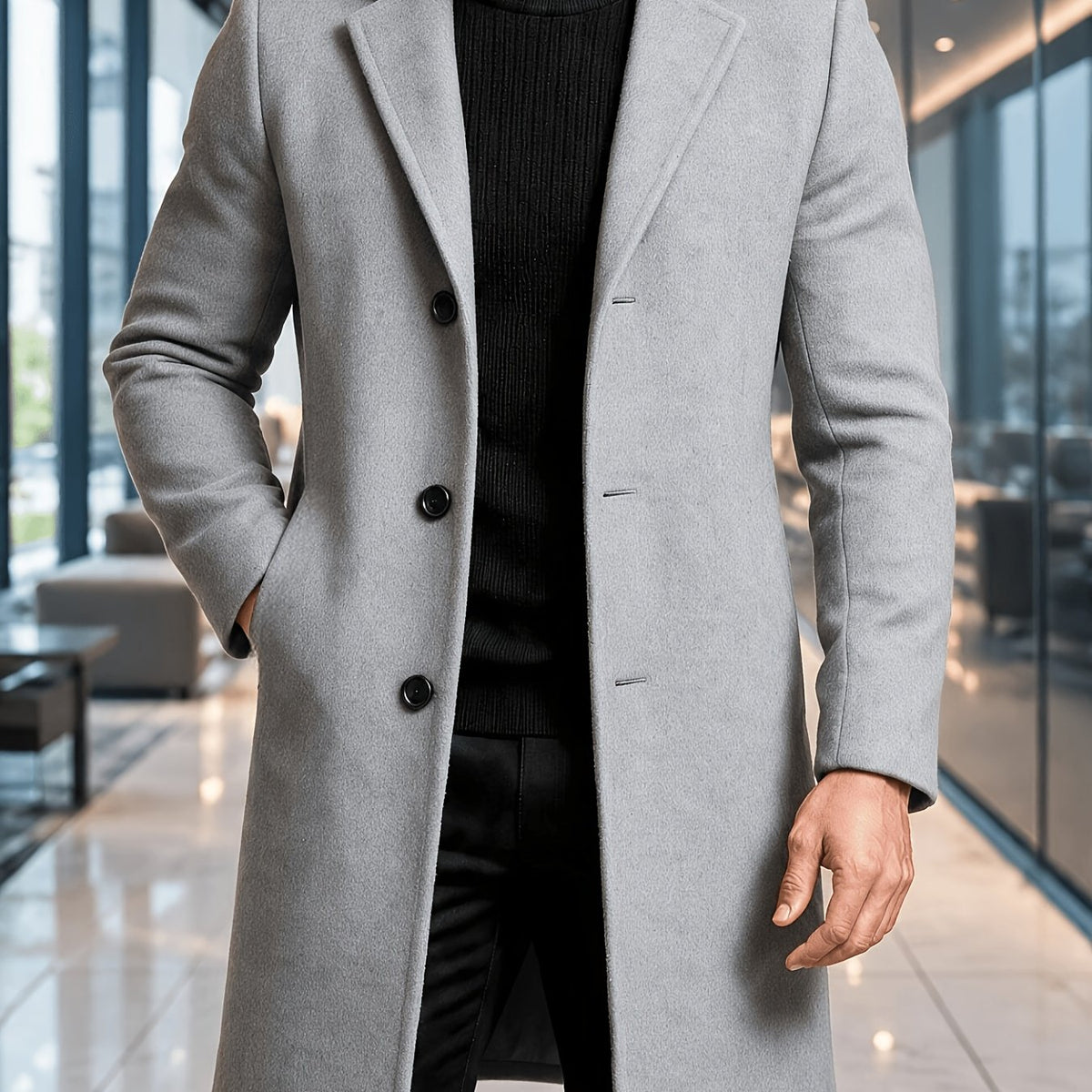 [Mei Xi Select] Trench-coat printemps/automne 2026, vêtement d'extérieur décontracté simple et polyvalent pour le printemps et l'automne, pour les trajets quotidiens et le quotidien avec une sensation de qualité supérieure, coloris gris clair Image
