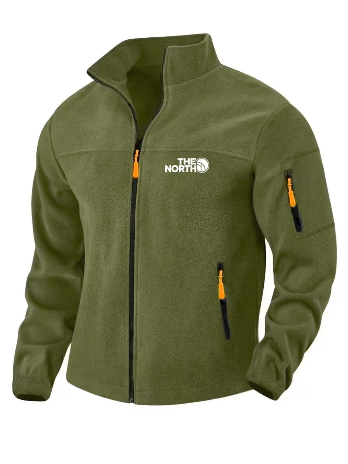 Veste pour homme, coupe-vent, à col montant, vert militaire