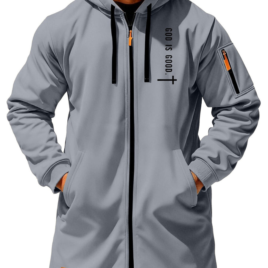 Trench, croisé, à capuche, coloris gris