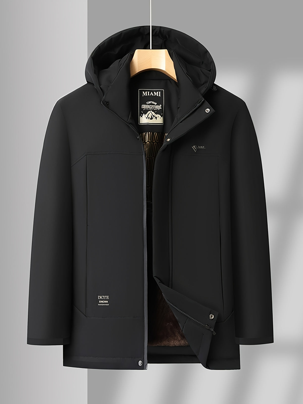 Veste en fausse fourrure long pour homme, coupe-vent, à capuche