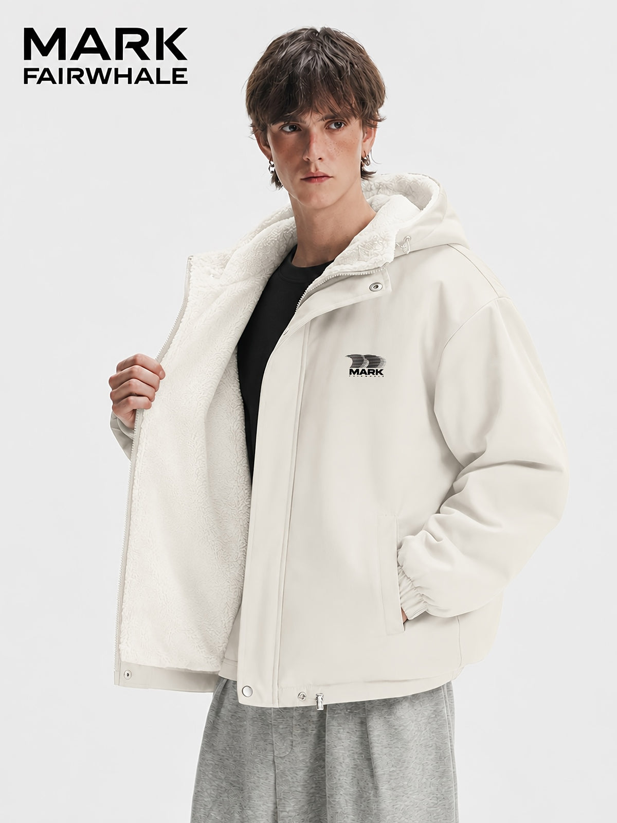 Veste pour homme, coupe-vent, à capuche, abricot