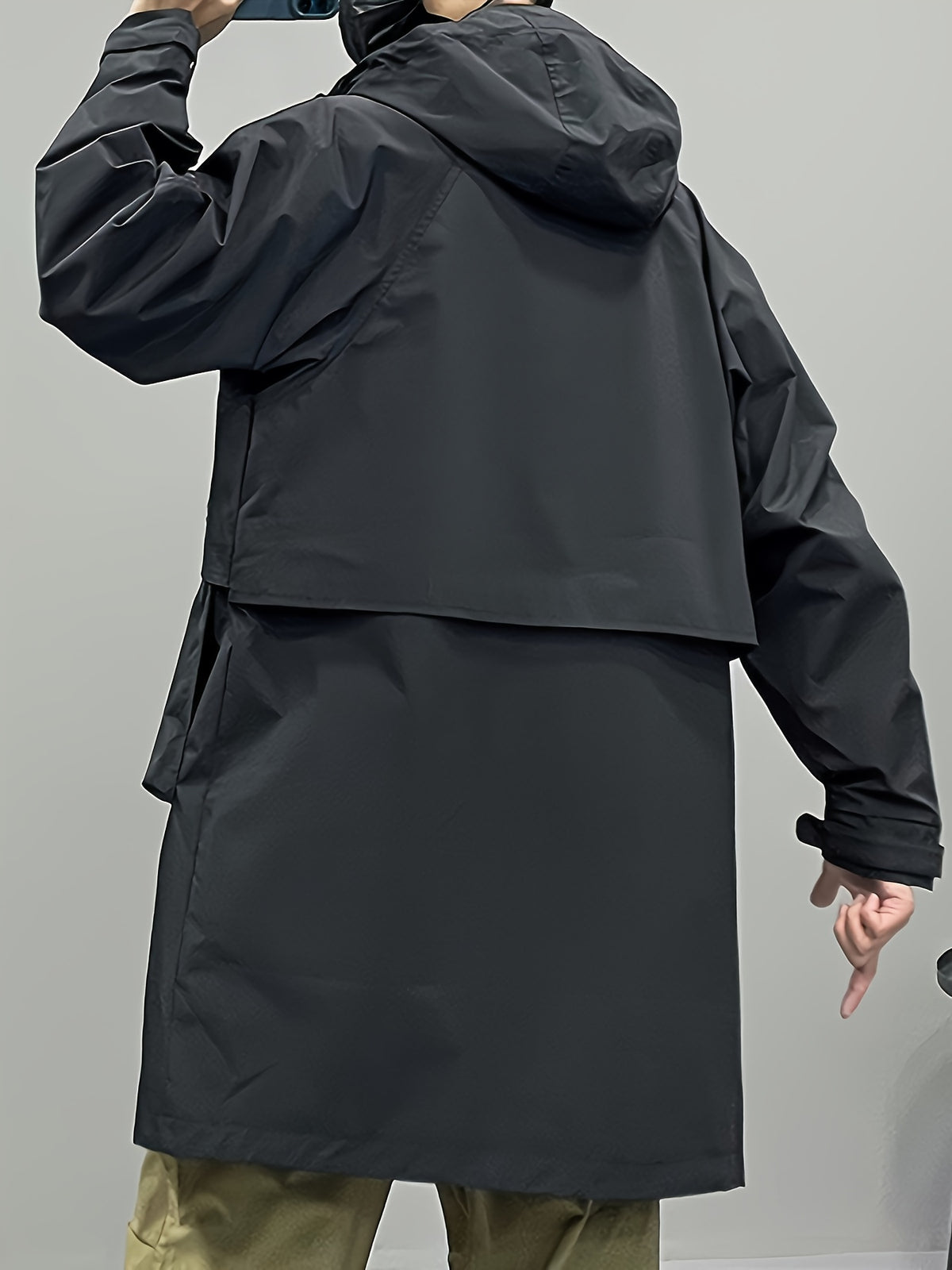 Trench long pour homme, à capuche