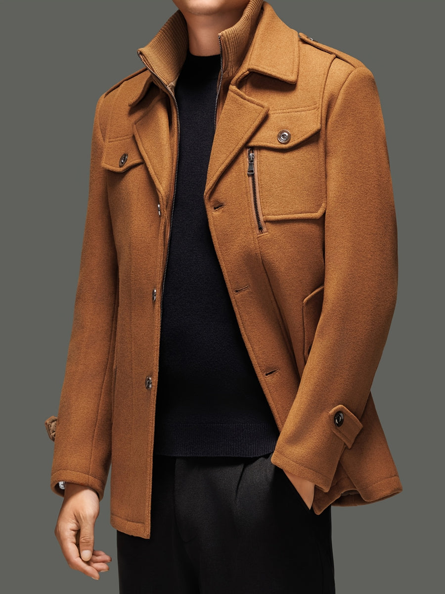Manteau en laine, 30 % laine, à revers, orange