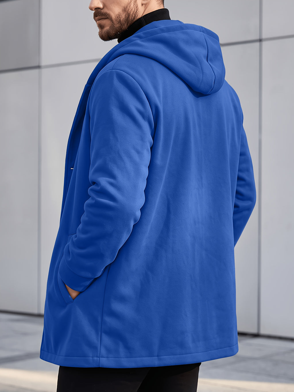 Manteau long pour homme, à capuche, kaki