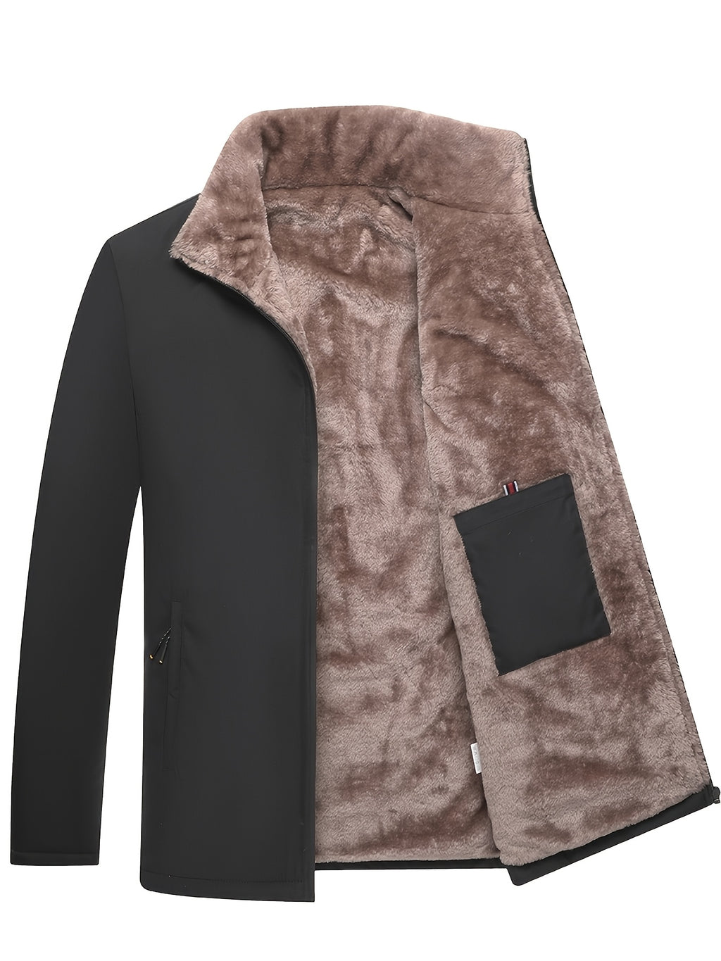 Manteau en fausse fourrure pour homme, polaire, à revers