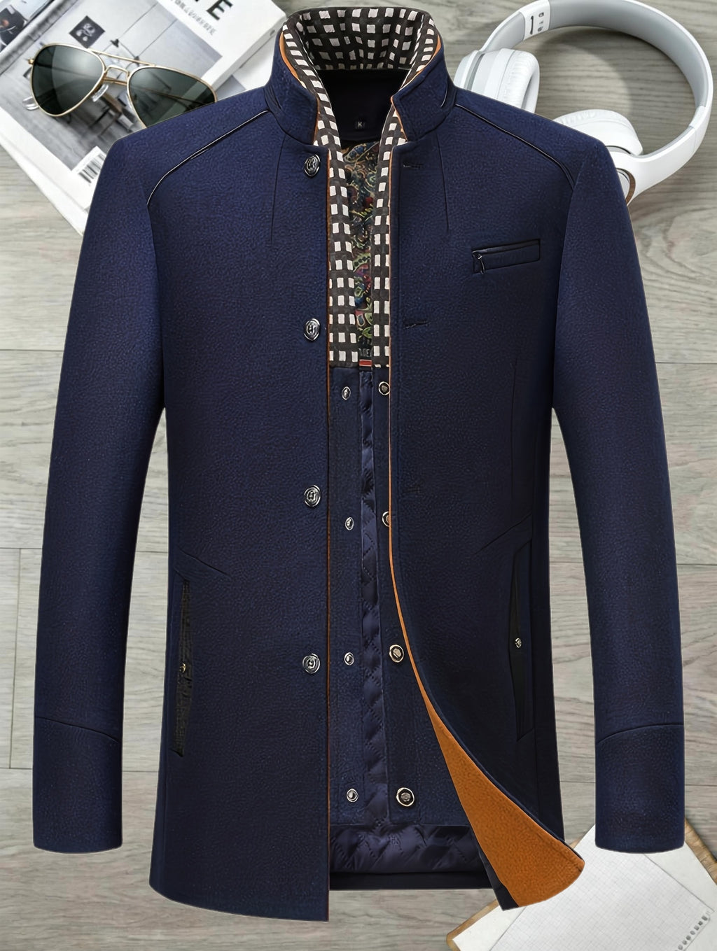 Veste en laine court pour homme, 55,4 % laine, tweed