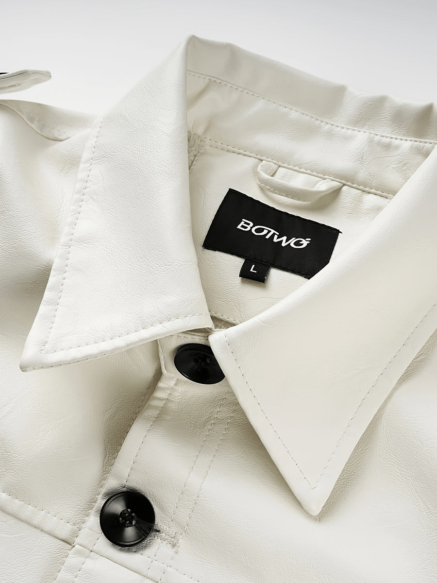 Veste en cuir PU longue, à revers, photo 25