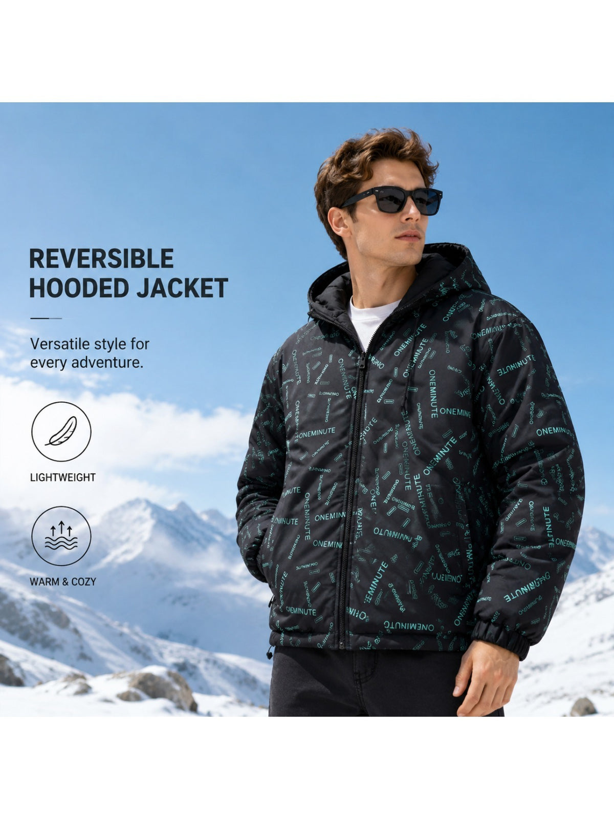 Veste matelassée pour homme, réversible, à capuche