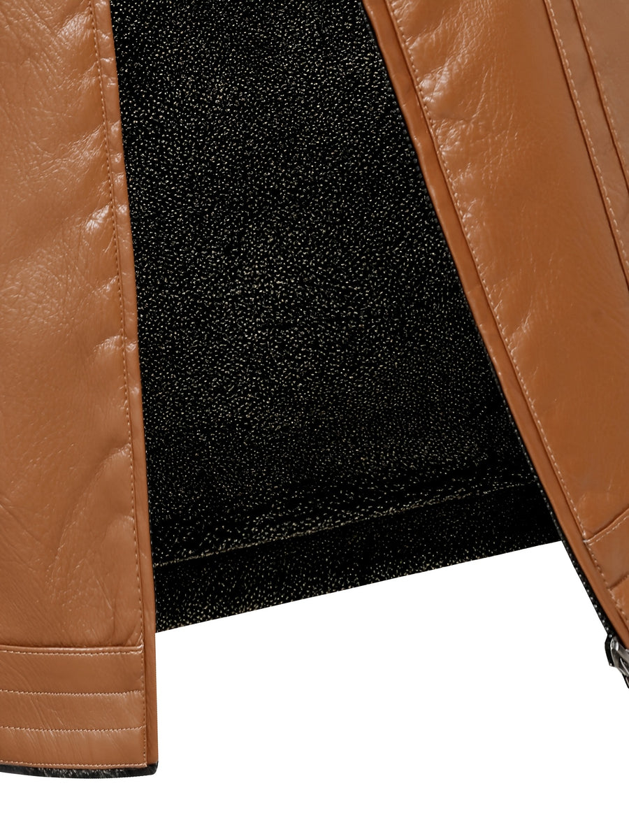 Veste en cuir PU, polaire, à revers, détail du vêtement