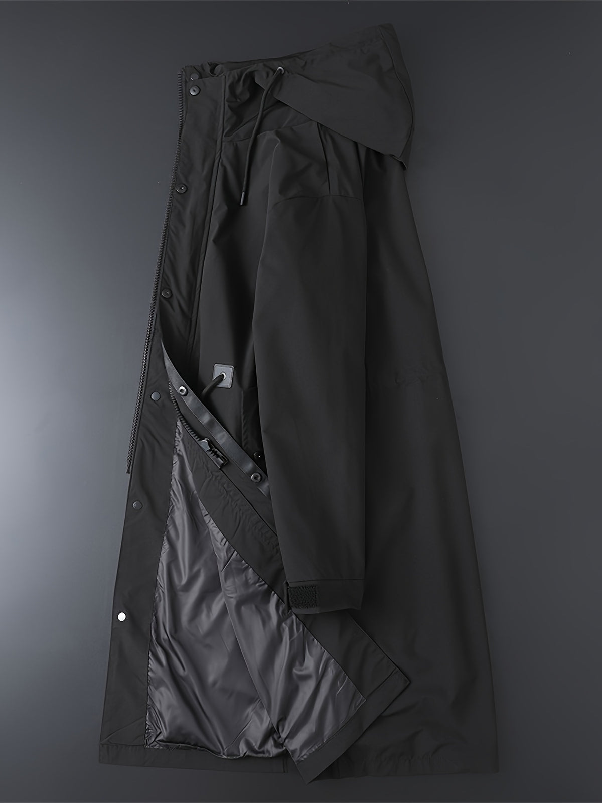 Trench long pour homme, grandes tailles, à capuche