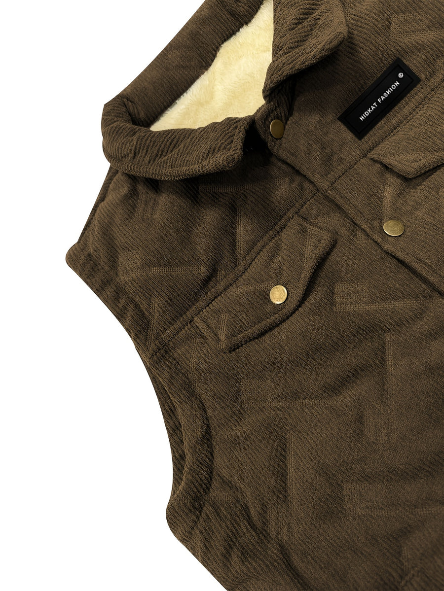 Manteau matelassé, velours côtelé, à revers, photo 9
