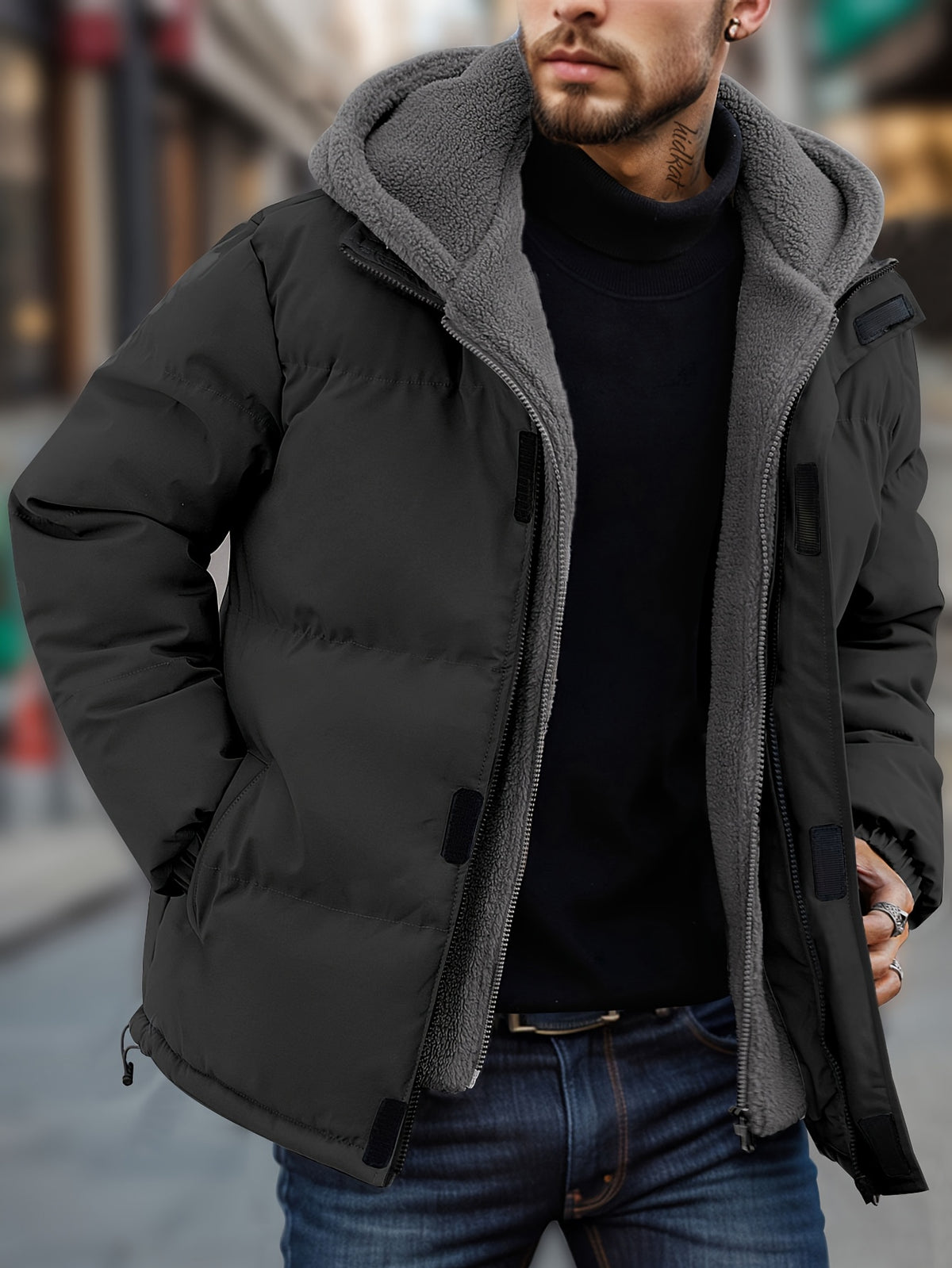 Veste matelassée pour homme, coupe-vent, à capuche, blanc