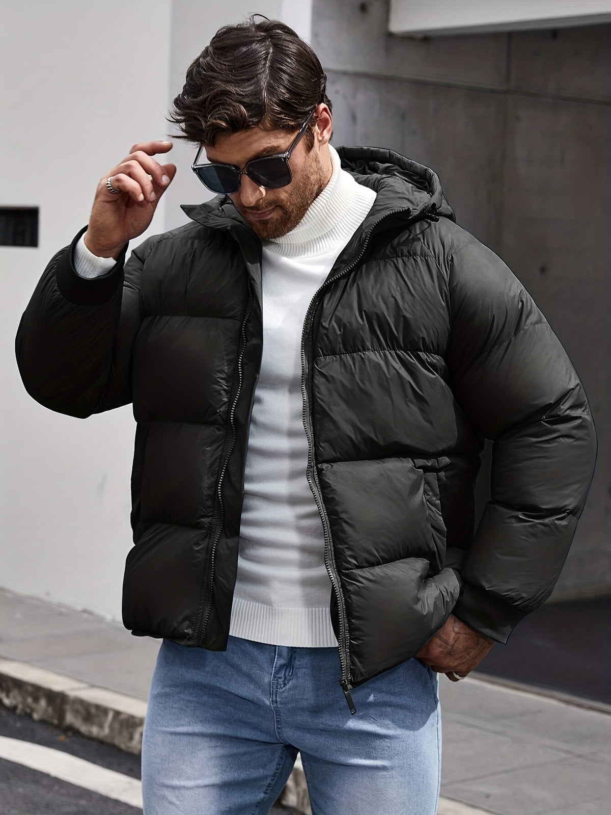 Manteau matelassé pour homme, à capuche