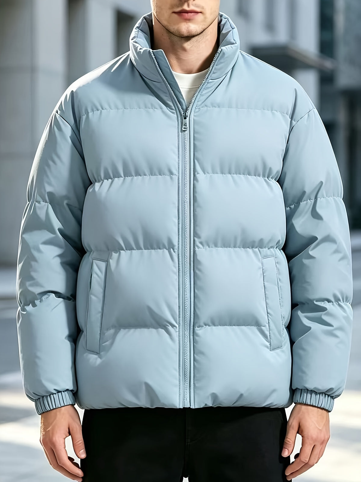 Veste pour homme, à col montant, noir