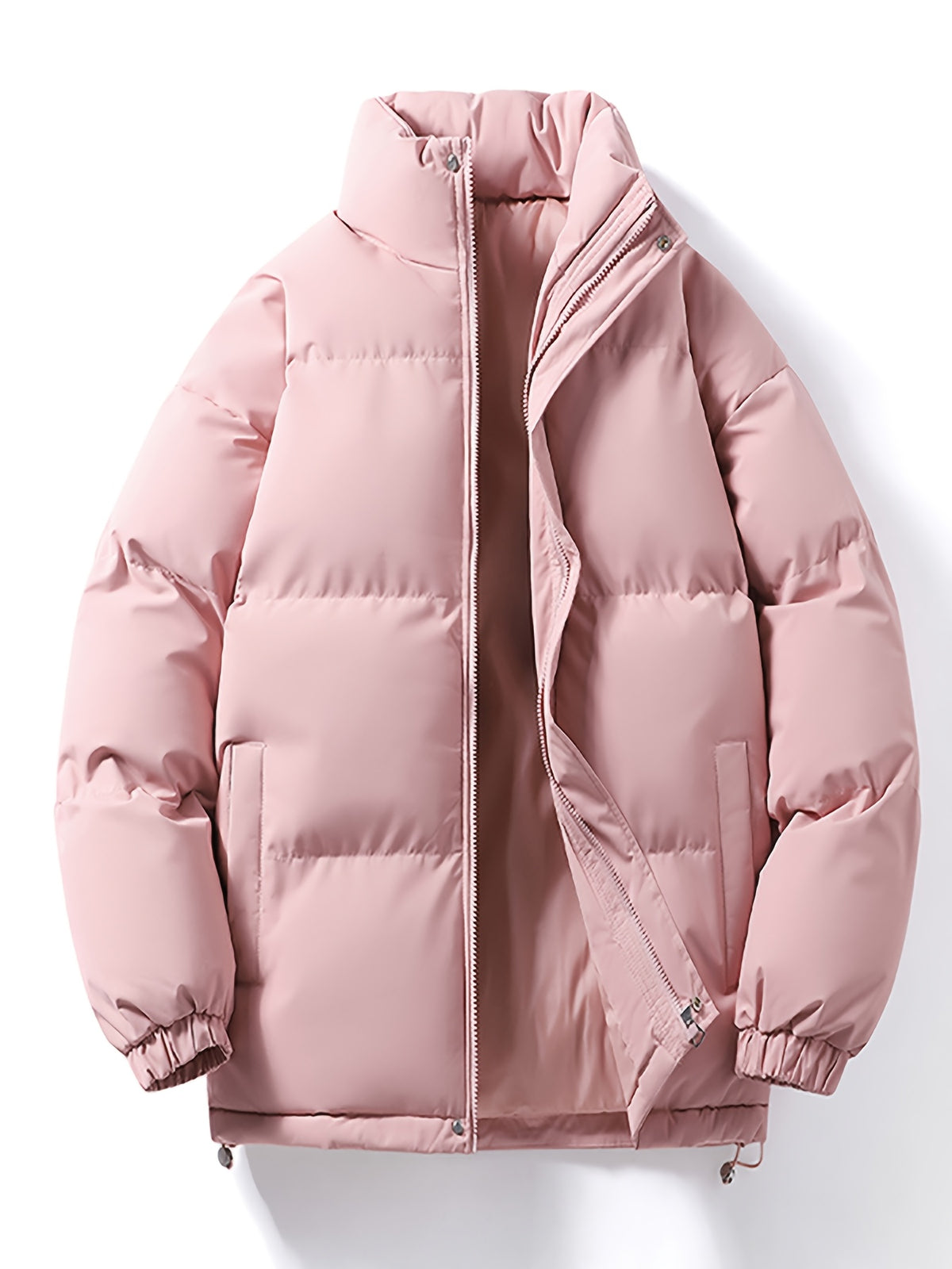 Manteau matelassé pour homme, à col montant, rouge tendre