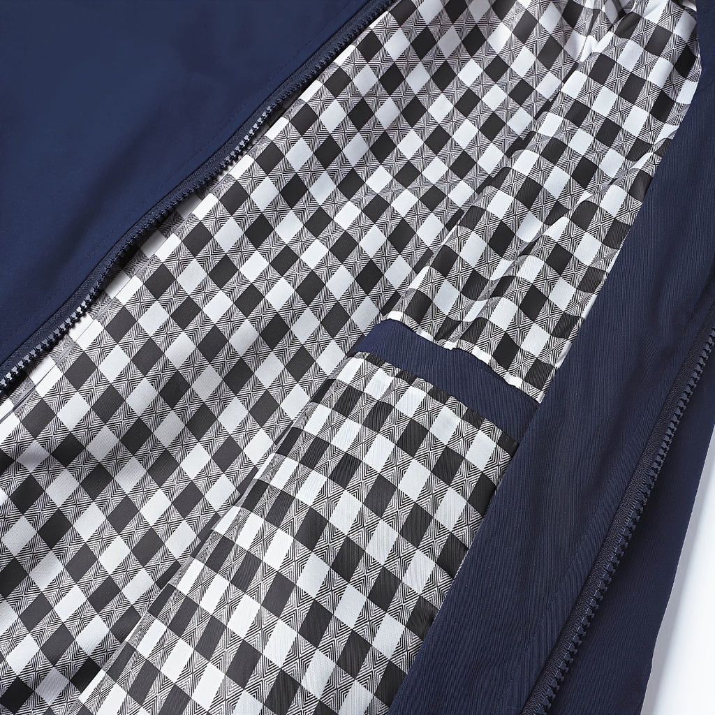Veste, à carreaux, à col montant, noir, photo 14