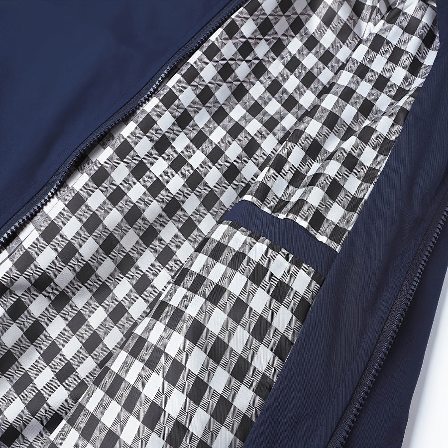 Veste, à carreaux, à col montant, noir, photo 14