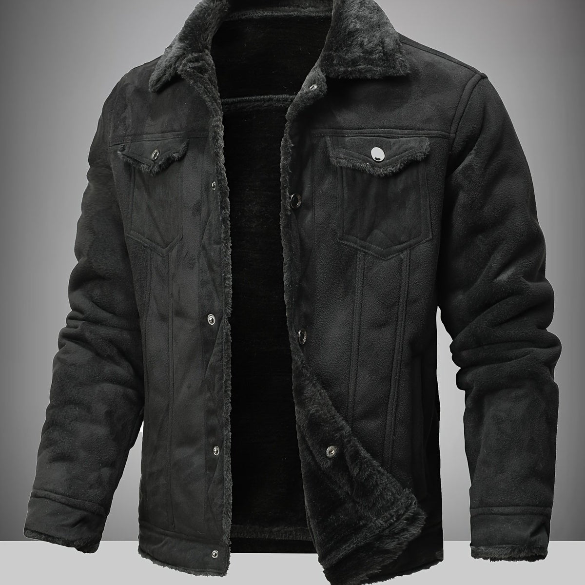 Veste, polaire, à revers, coloris noir Image