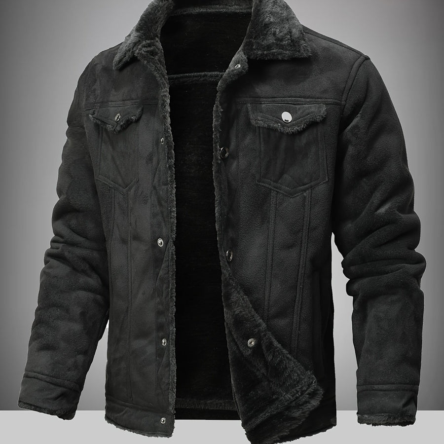 Veste, polaire, à revers, coloris noir
