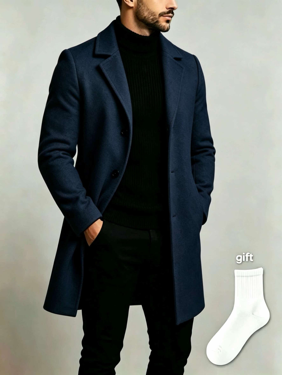 Trench pour homme, à revers, gris foncé