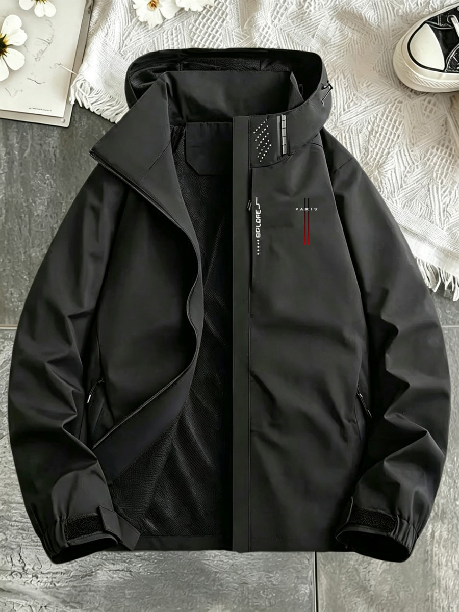 Veste, coupe-vent, à capuche, motif imprimé, détail du vêtement
