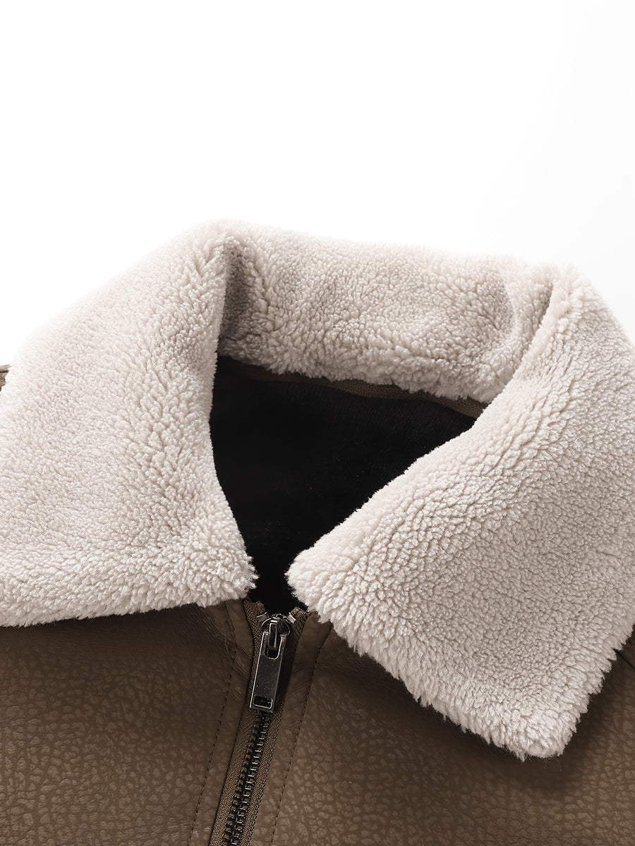 Veste en cuir PU, coupe-vent, à revers, photo 23