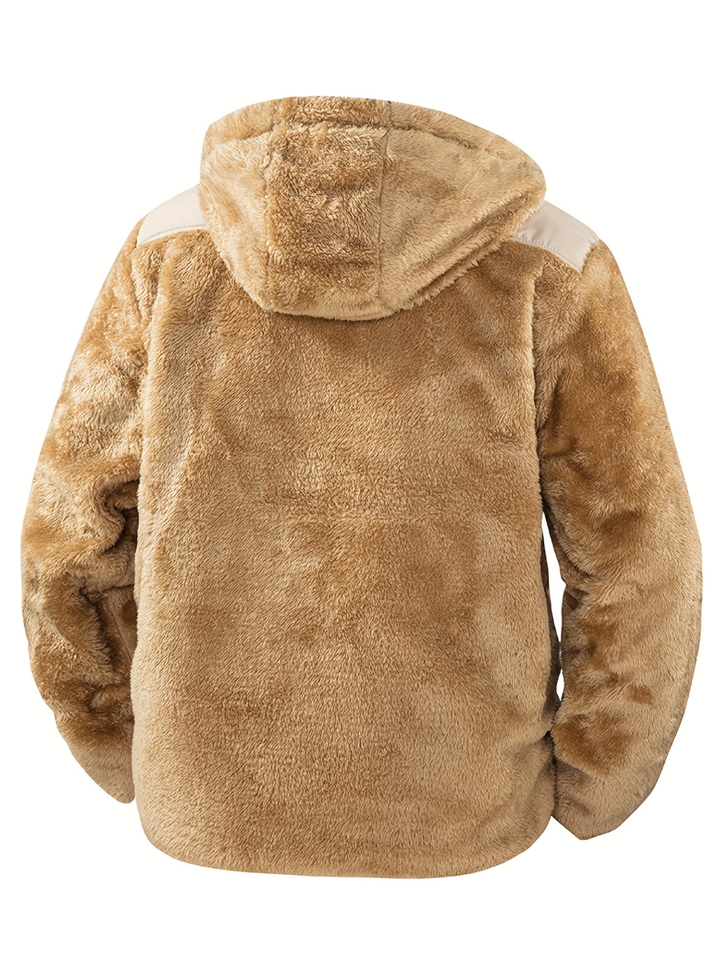 Veste pour homme, polaire, à capuche, brun jaunâtre