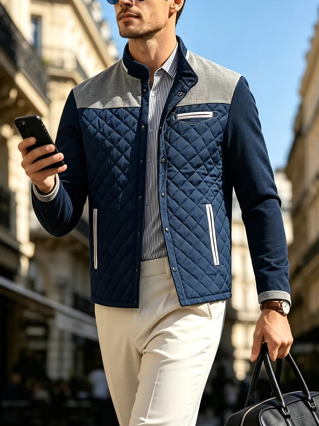 Veste, à col montant, bleu brunâtre, détail du vêtement
