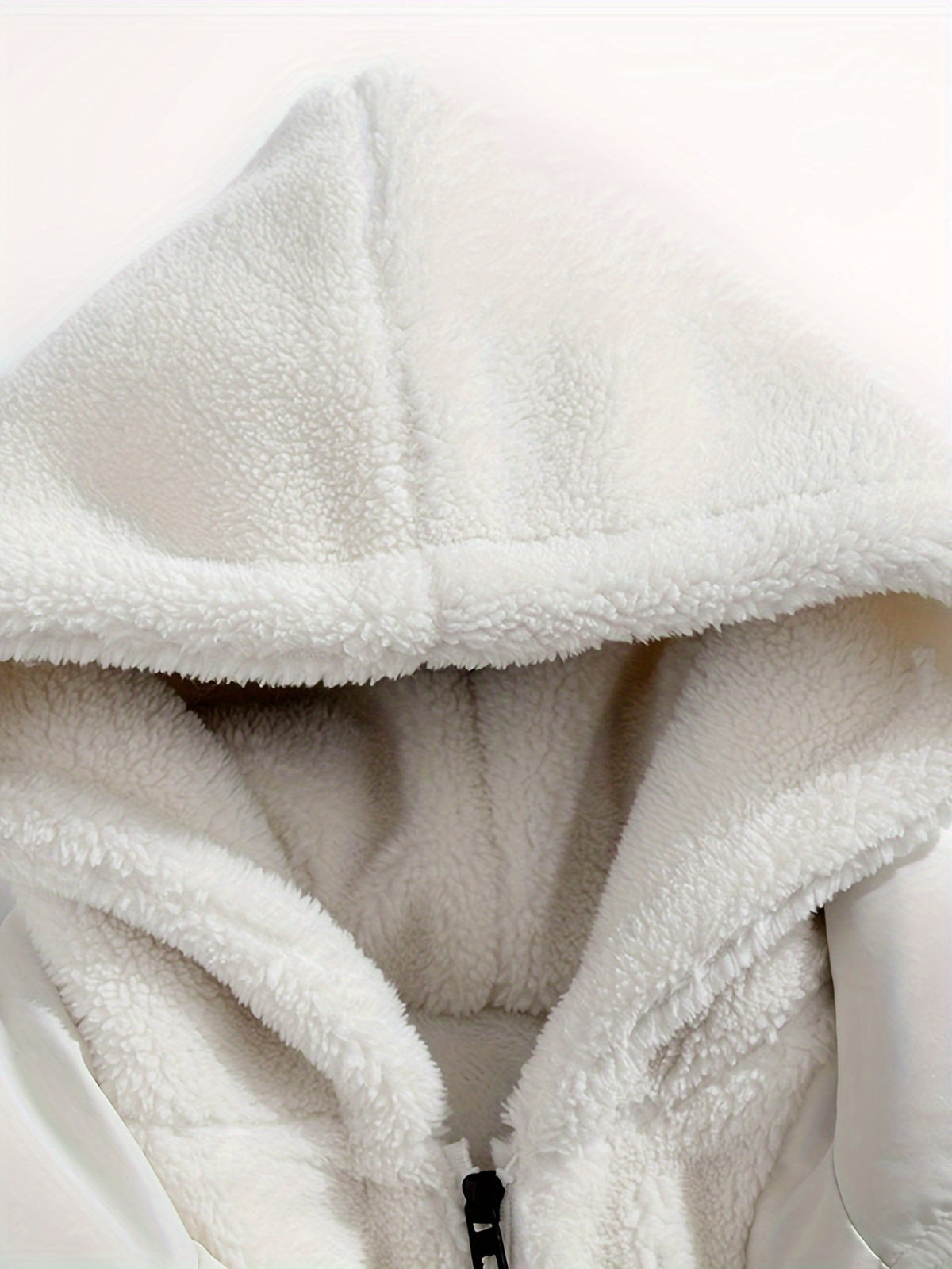 Veste en fausse fourrure pour homme, à capuche, blanc ivoire