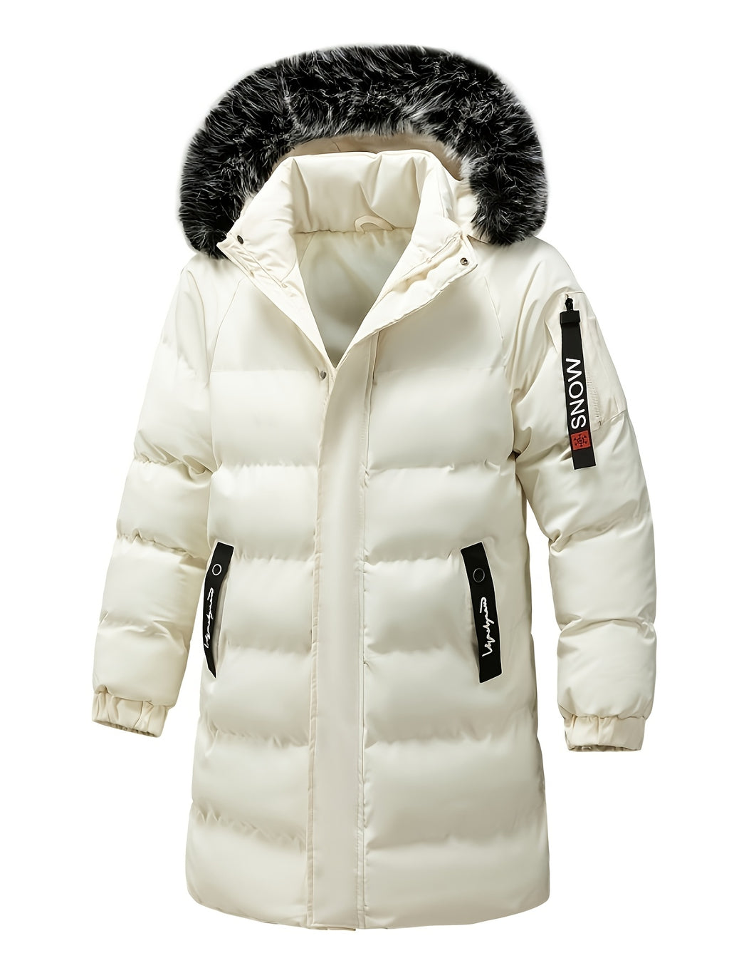 Manteau matelassé pour homme, coupe-vent, à capuche, blanc