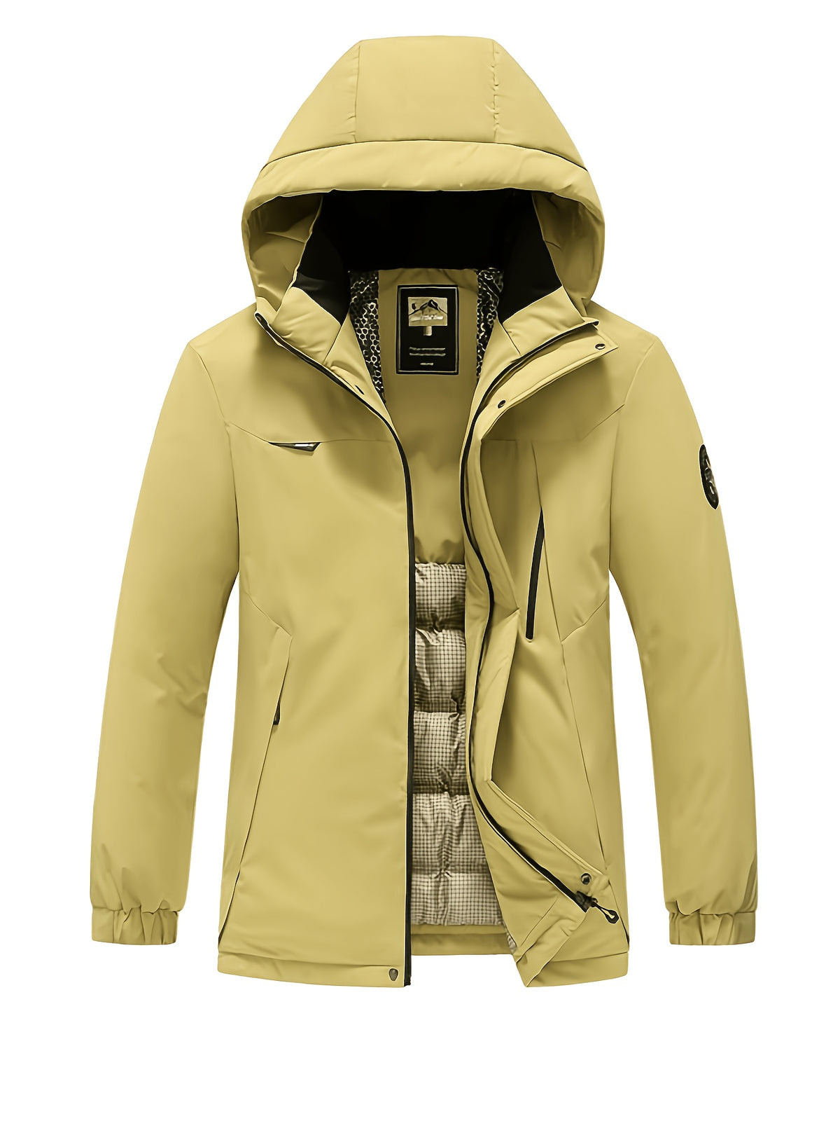 Manteau matelassé pour homme, à capuche, jaune
