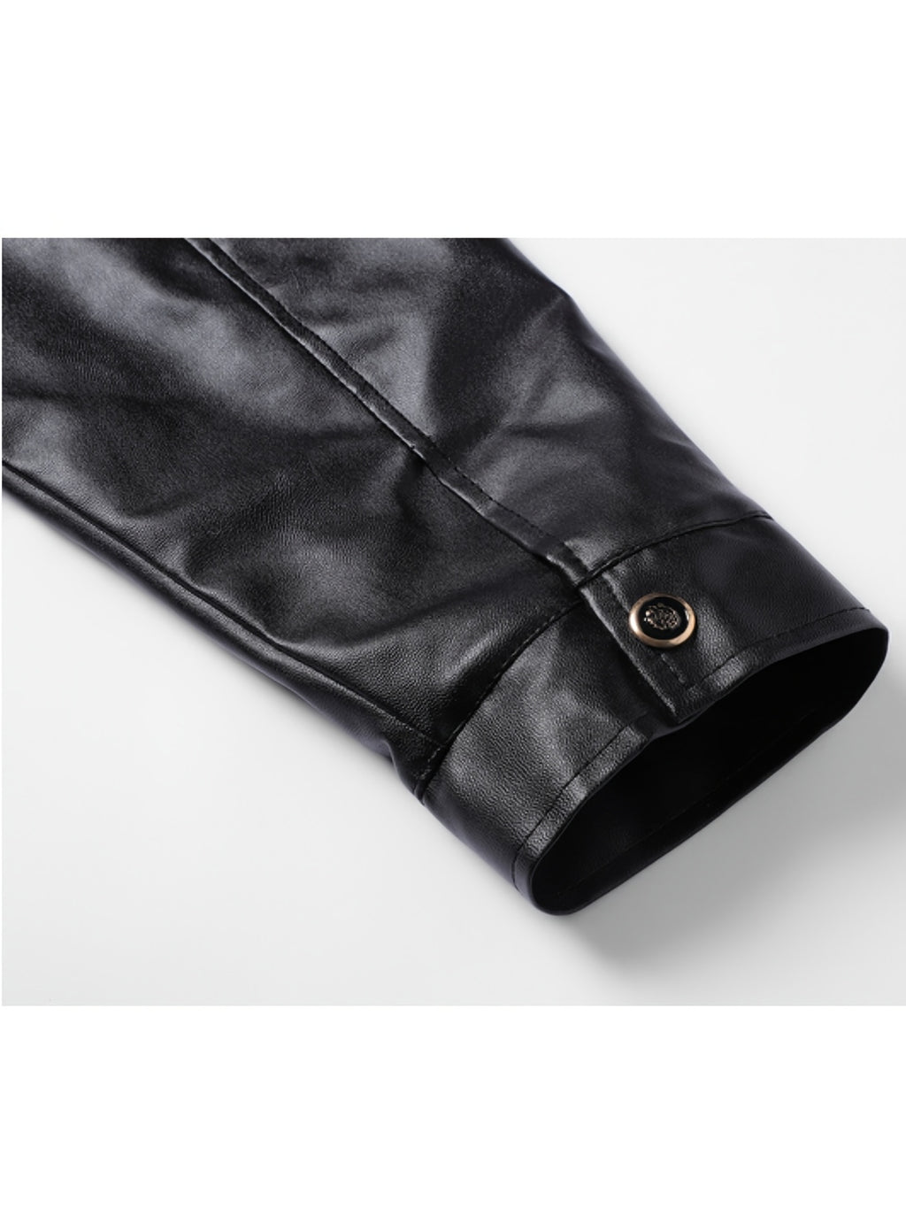 Veste en cuir PU, polaire, à revers, noir, photo 8